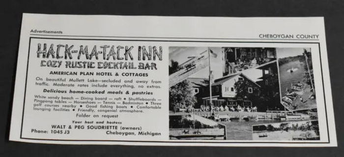 Hack-Ma-Tack Inn - 1952 Print Ad